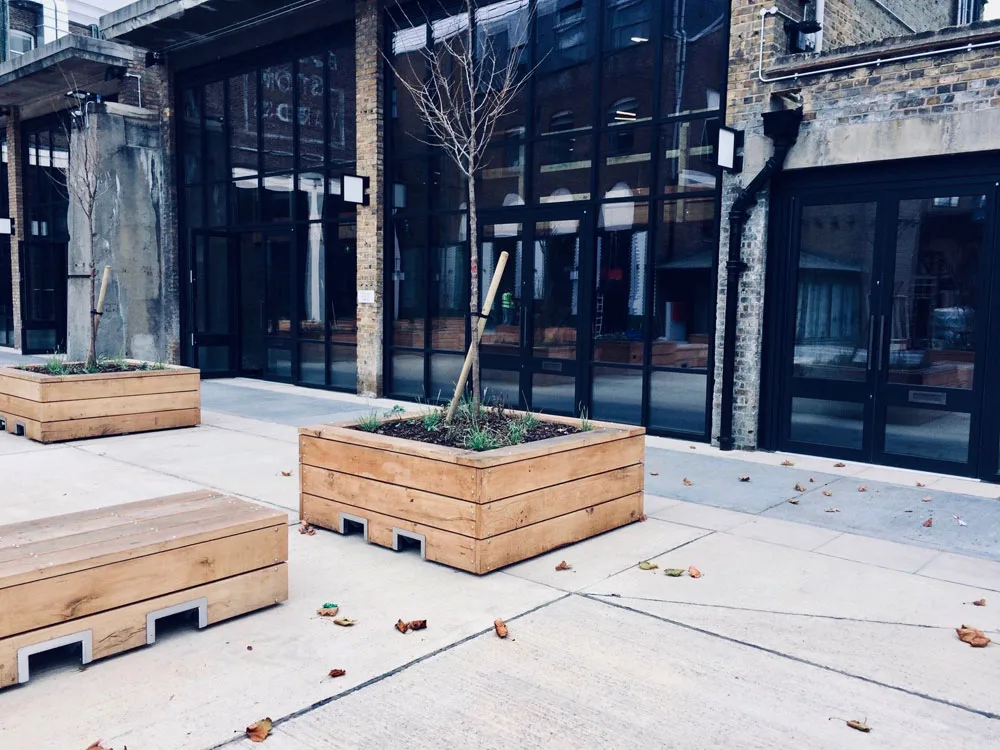 Timber planters and benches