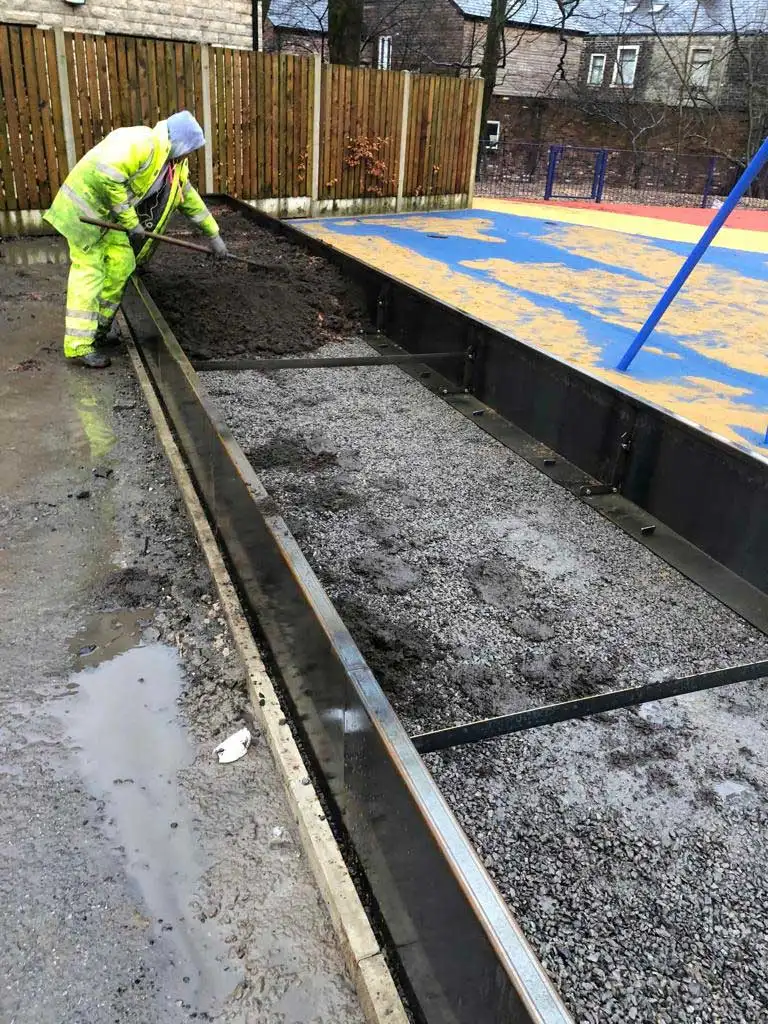 Planters being installed