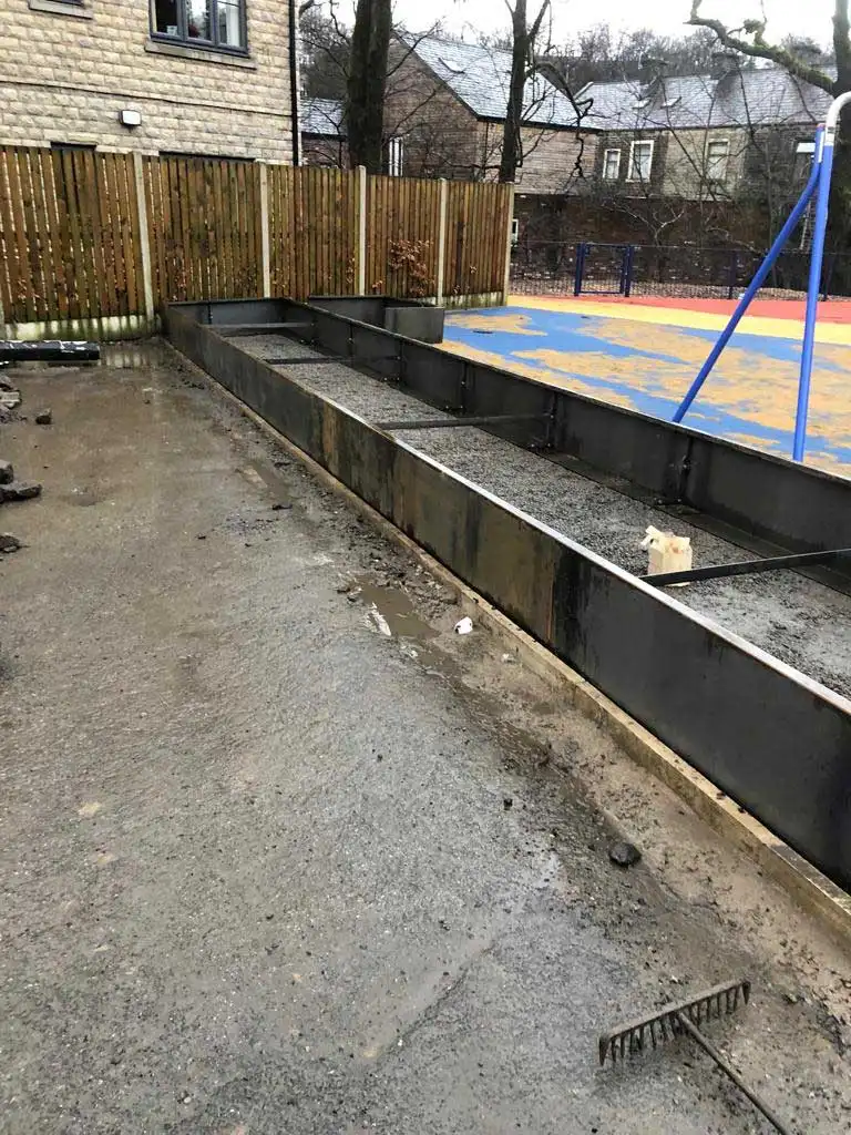 Planters being installed