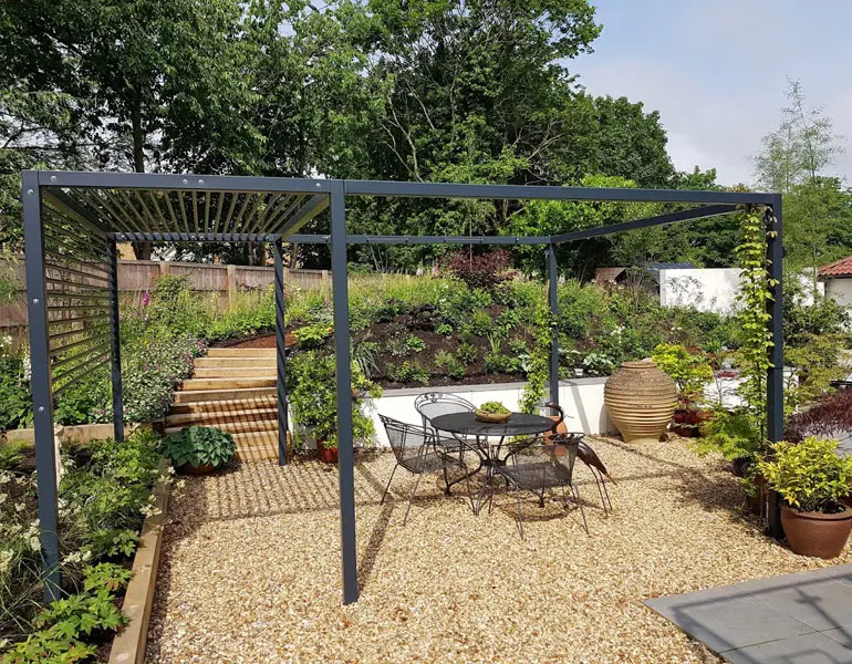 Pergola in garden